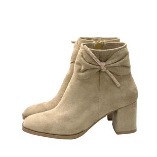 Süet 6 Cm Topuklu Fiyonklu Bot