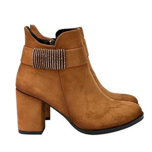 Süet Taş Detaylı 8 Cm Rahat Topuklu Bot