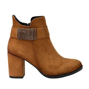 Süet Taş Detaylı 8 Cm Rahat Topuklu Bot