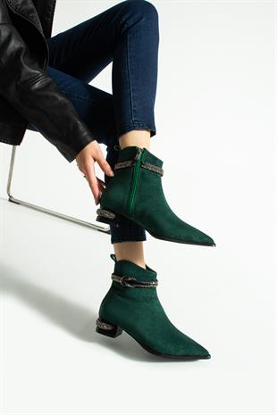 Taş Detaylı 4 Cm Tasarım Topuklu Bot