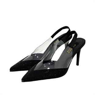 Taş Detaylı Şeffaf Stiletto