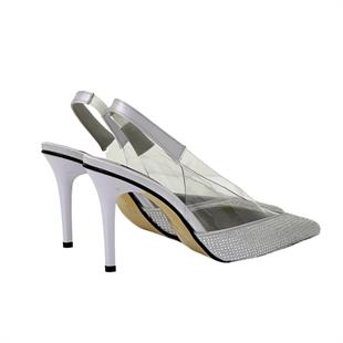 Taş Detaylı Şeffaf Stiletto