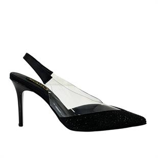 Taş Detaylı Şeffaf Stiletto