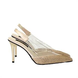 Taş Detaylı Şeffaf Stiletto