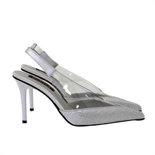 Taş Detaylı Şeffaf Stiletto