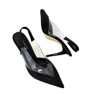 Taş Detaylı Şeffaf Stiletto