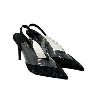 Taş Detaylı Şeffaf Stiletto