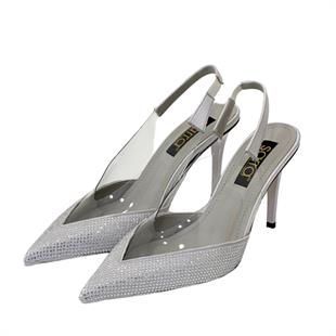 Taş Detaylı Şeffaf Stiletto