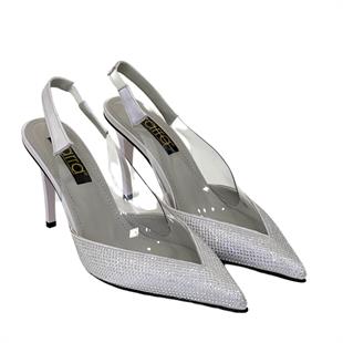 Taş Detaylı Şeffaf Stiletto