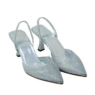 Taş İşlemeli Şeffaf Rahat Stiletto