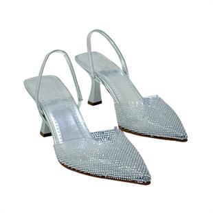 Taş İşlemeli Şeffaf Rahat Stiletto