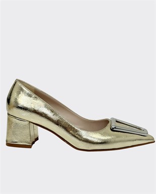 Tasarım Tokalı 6 Cm Kalıın Topuklu Stiletto