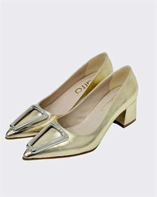 Tasarım Tokalı 6 Cm Kalıın Topuklu Stiletto