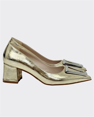 Tasarım Tokalı 6 Cm Kalıın Topuklu Stiletto
