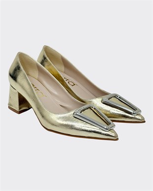 Tasarım Tokalı 6 Cm Kalıın Topuklu Stiletto