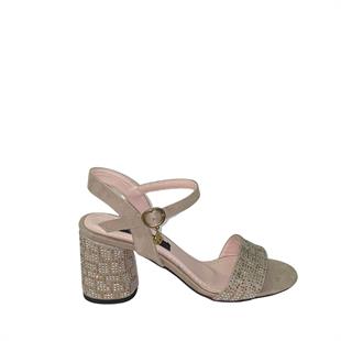 TAŞLI 8 CM KALIN TOPUKLU SANDALET