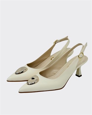 Toka Tasarımlı Arkası Açık 6 Cm Rahat Topuklu Stiletto