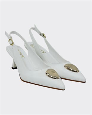 Toka Tasarımlı Arkası Açık 6 Cm Rahat Topuklu Stiletto