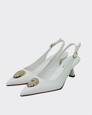Toka Tasarımlı Arkası Açık 6 Cm Rahat Topuklu Stiletto