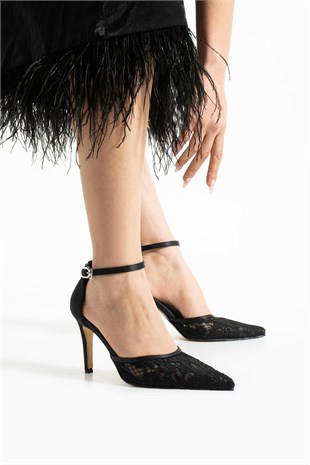 Transparan Güpür Tasarımlı Stiletto