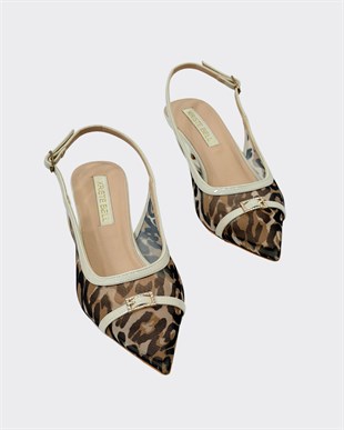Transparan Leaparlı Arkası Açık 6 Cm Topuklu Stiletto