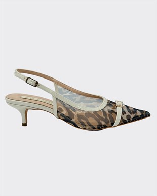 Transparan Leaparlı Arkası Açık 6 Cm Topuklu Stiletto