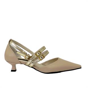 Üç Bantlı Tasarım Fındık Topuklu Stiletto