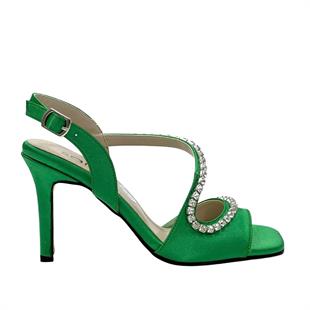 Yeşil Taş Detaylı 10Cm Topuklu Rahat Ayakkabı