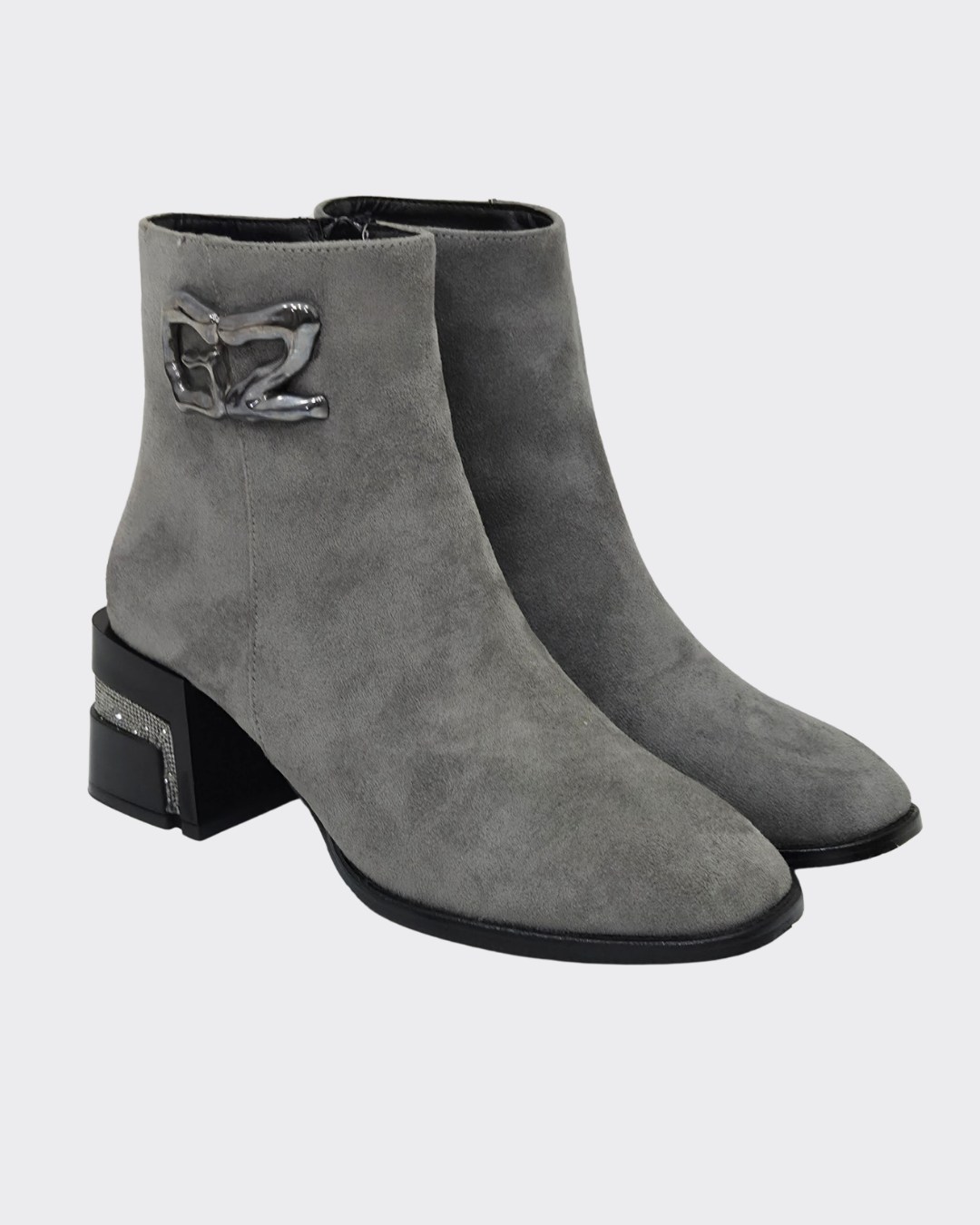 6 Cm Tasarım Topuklu Taş Detaylı BOT