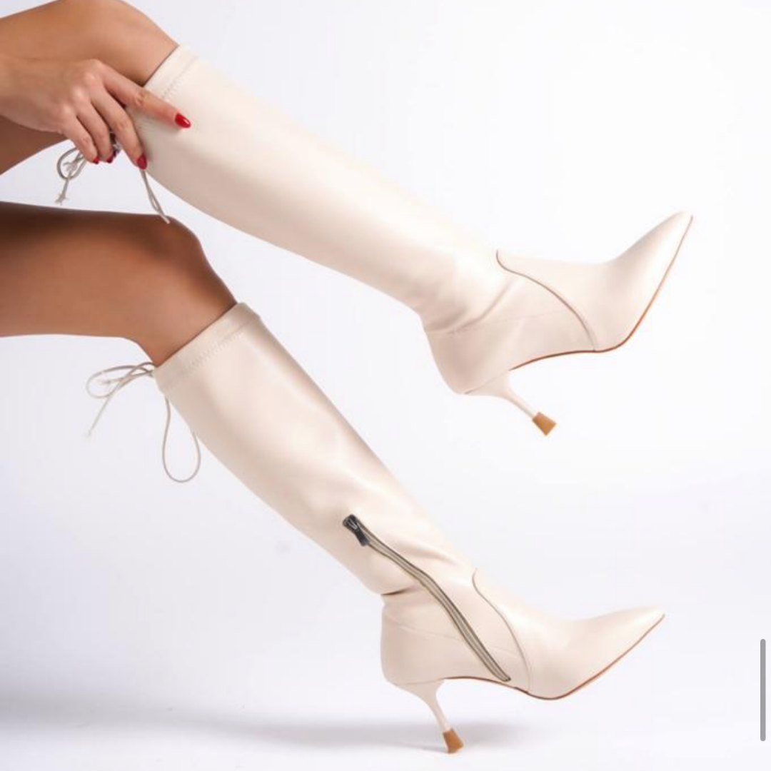 8 Cm Tasarım Topuklu Strec Stiletto Çizme