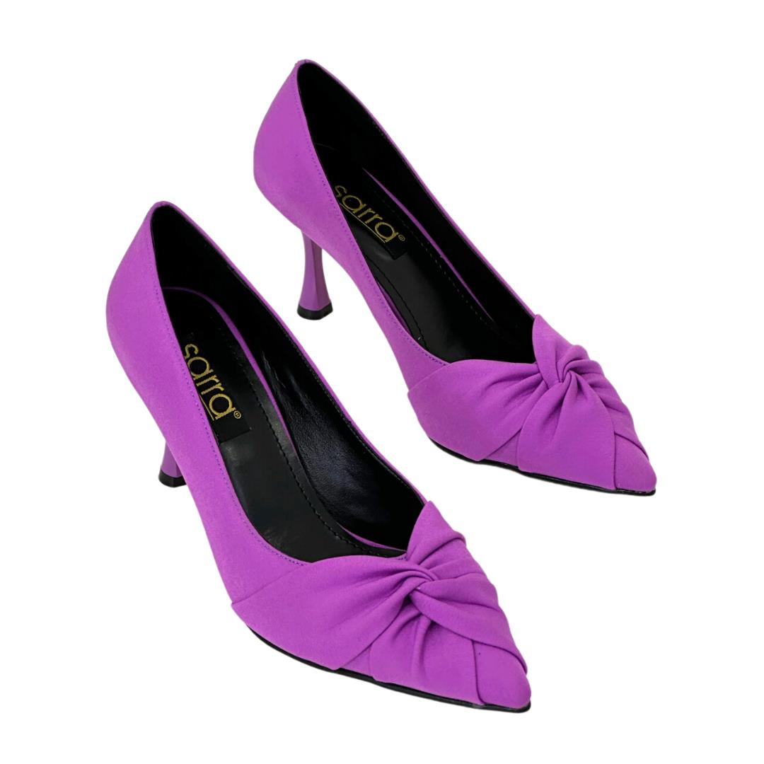 Büzgü Detaylı 8 Cm Rahat Topuklu Stiletto