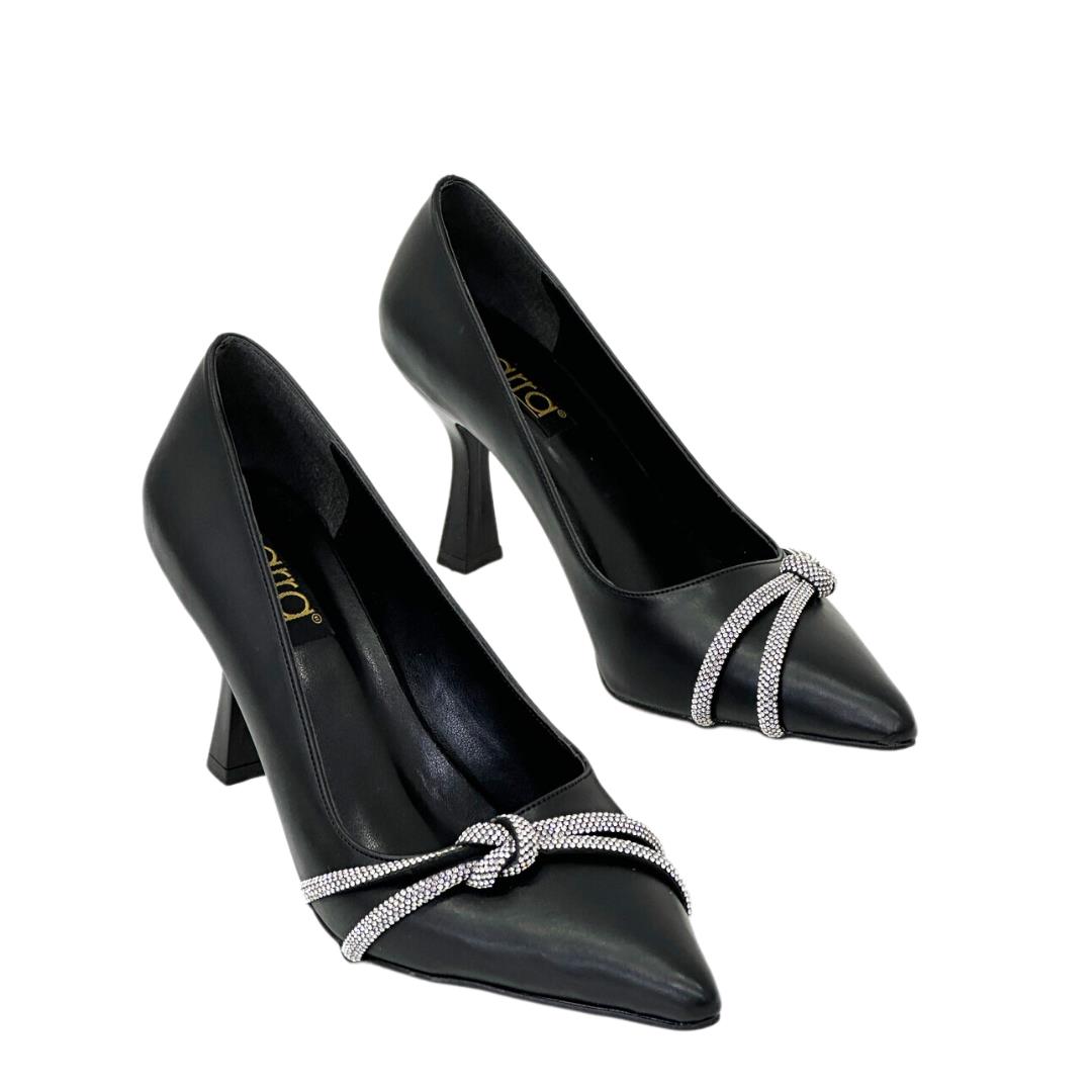 Büzgü Gerçek Taş Detaylı 9 Cm Topuklu Stiletto