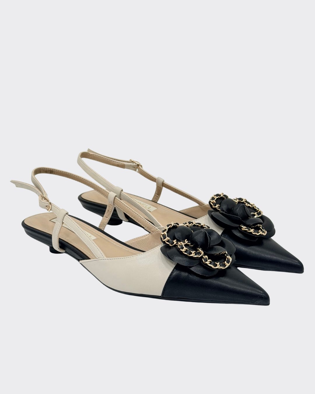 Çicek Tasarımlı 1 Cm Fındık Topuklu Babet