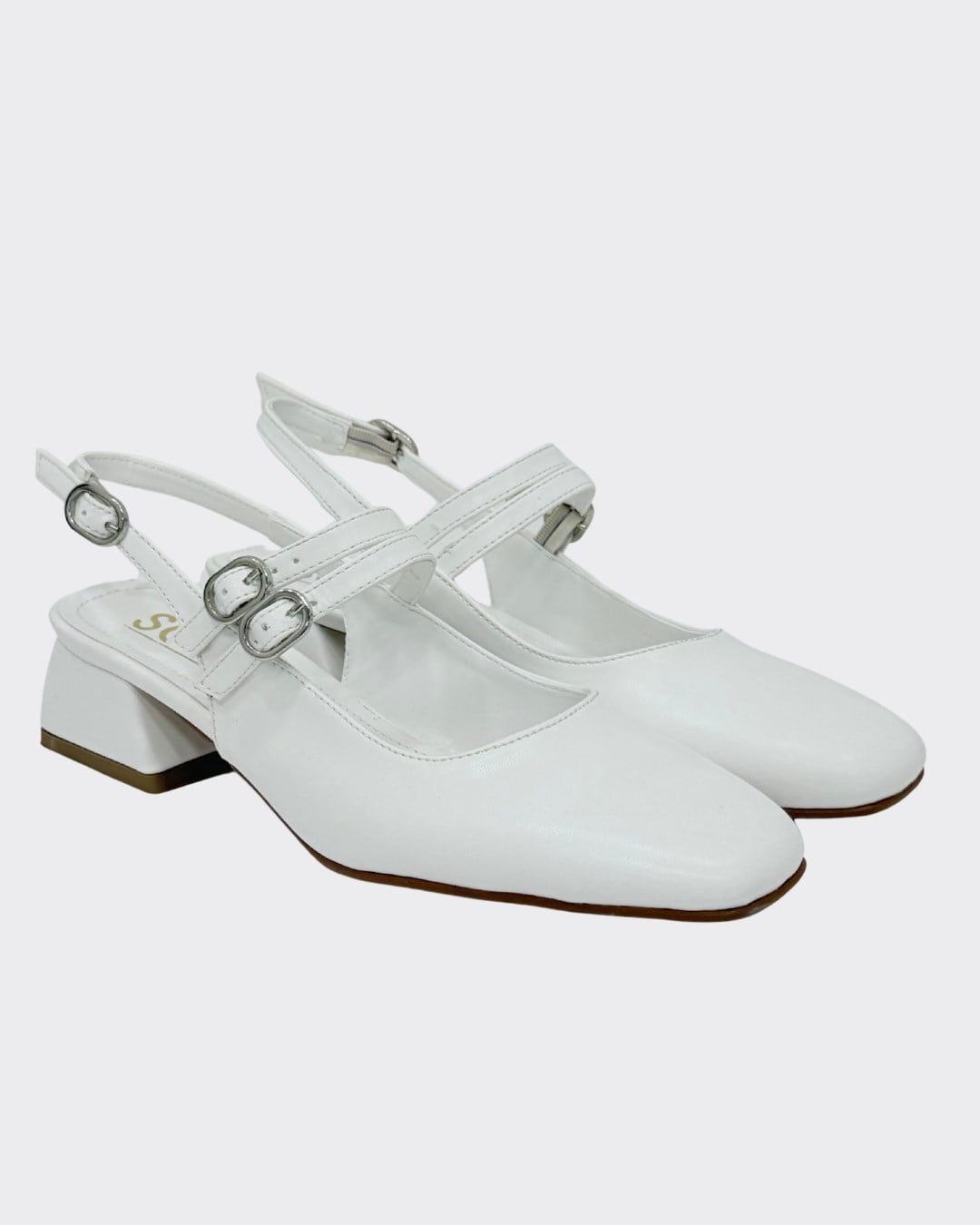 Çift Bantlı Kalın 4 Cm KalınTopuklu Ayakkabı