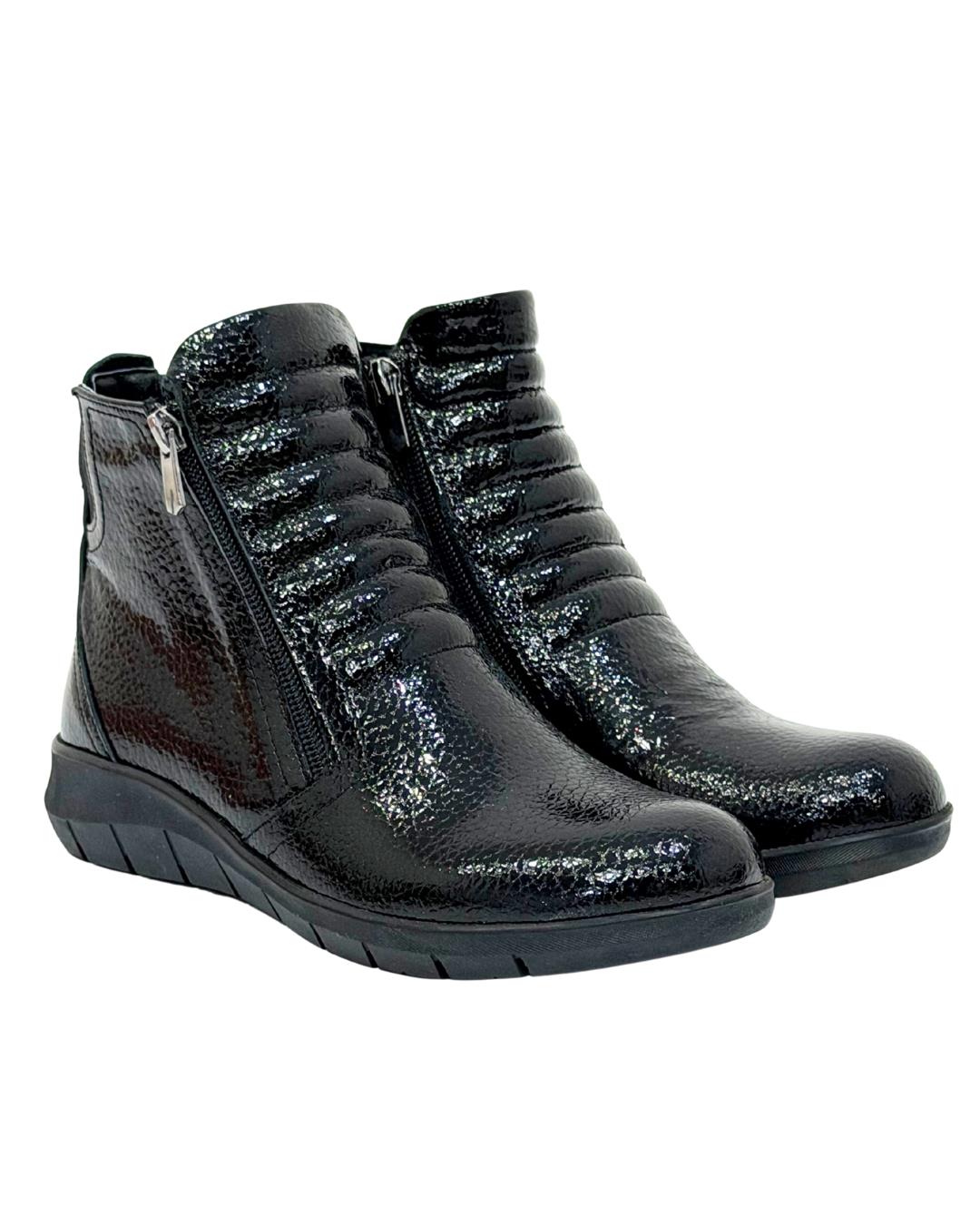 Çift Fermuarlı Hakiki Deri 4 Cm Dolgu Topuklu Bot