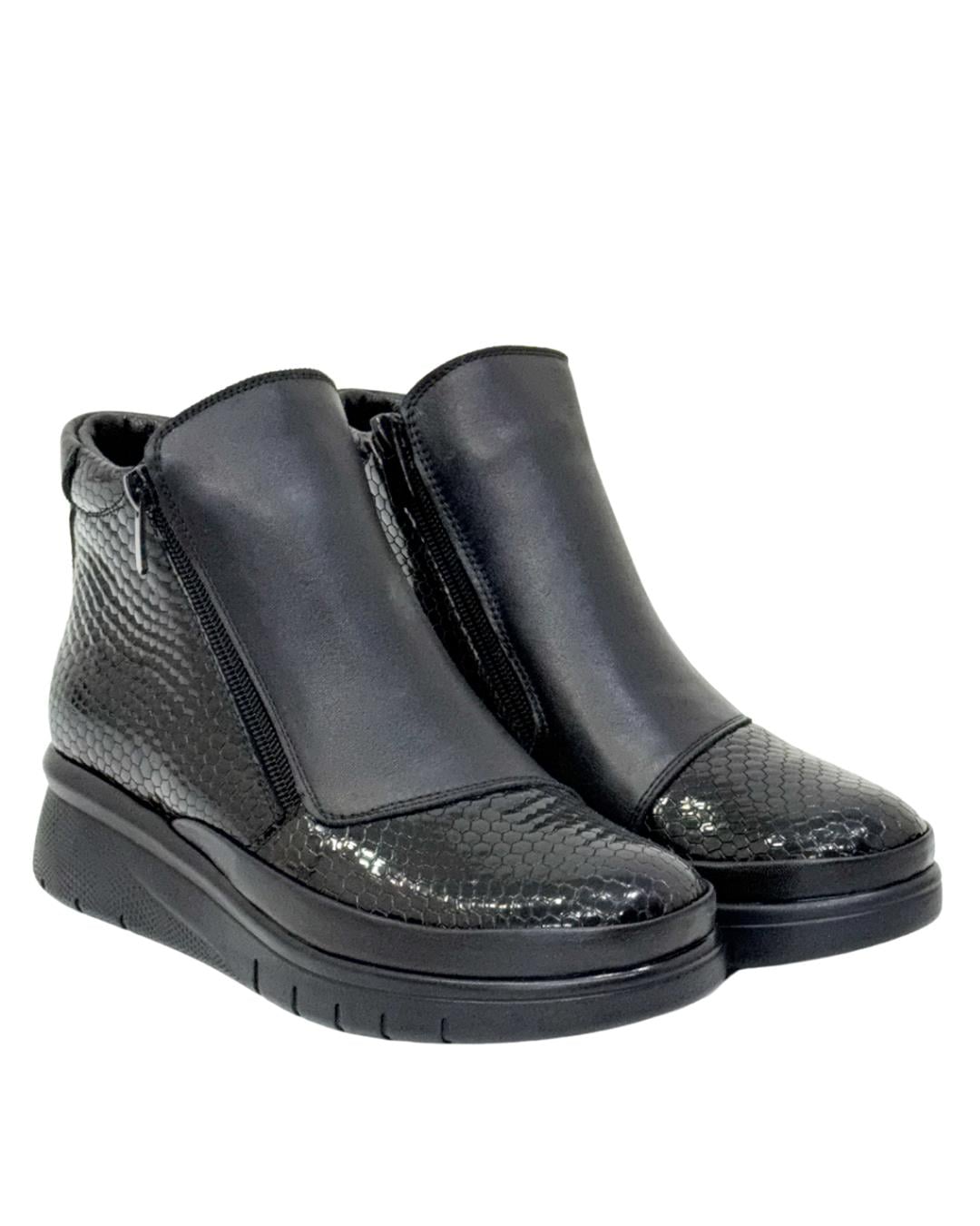 Çift Fermuarlı Petek Baskılı Rahat Bot