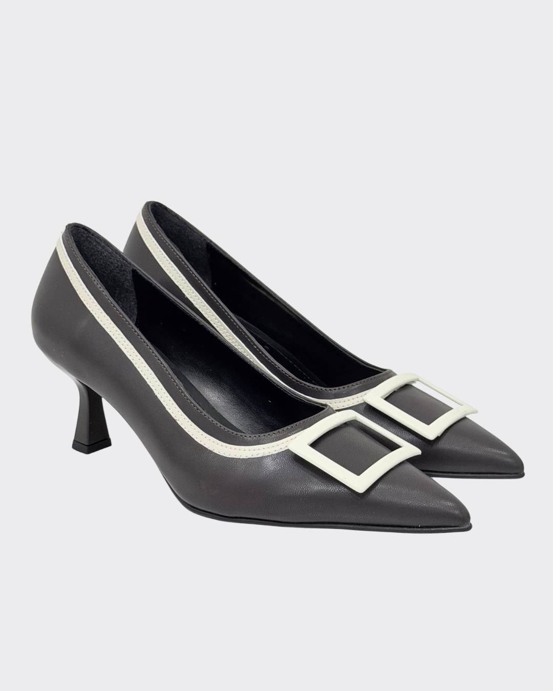 Çift Renkli Tasarım 6 Cm Rahat Topuklu Stiletto
