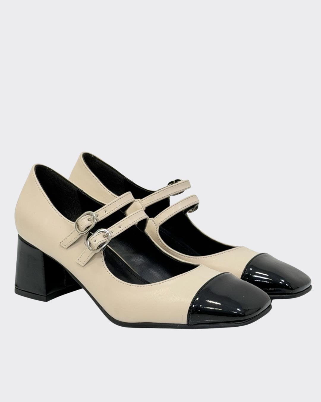 Çift Toka Tasarımlı 6 Cm Kalın Topuklu Ayakkabı