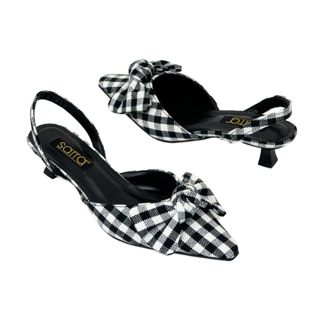 Ekose Tasarımlı 4 Cm Topuklu Stiletto