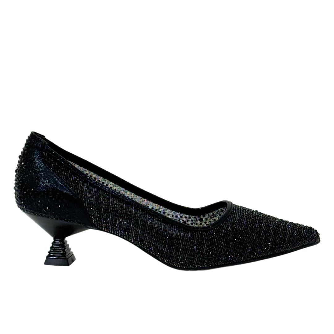 Full Taş İşlemeli Fındık Topuklu Stiletto