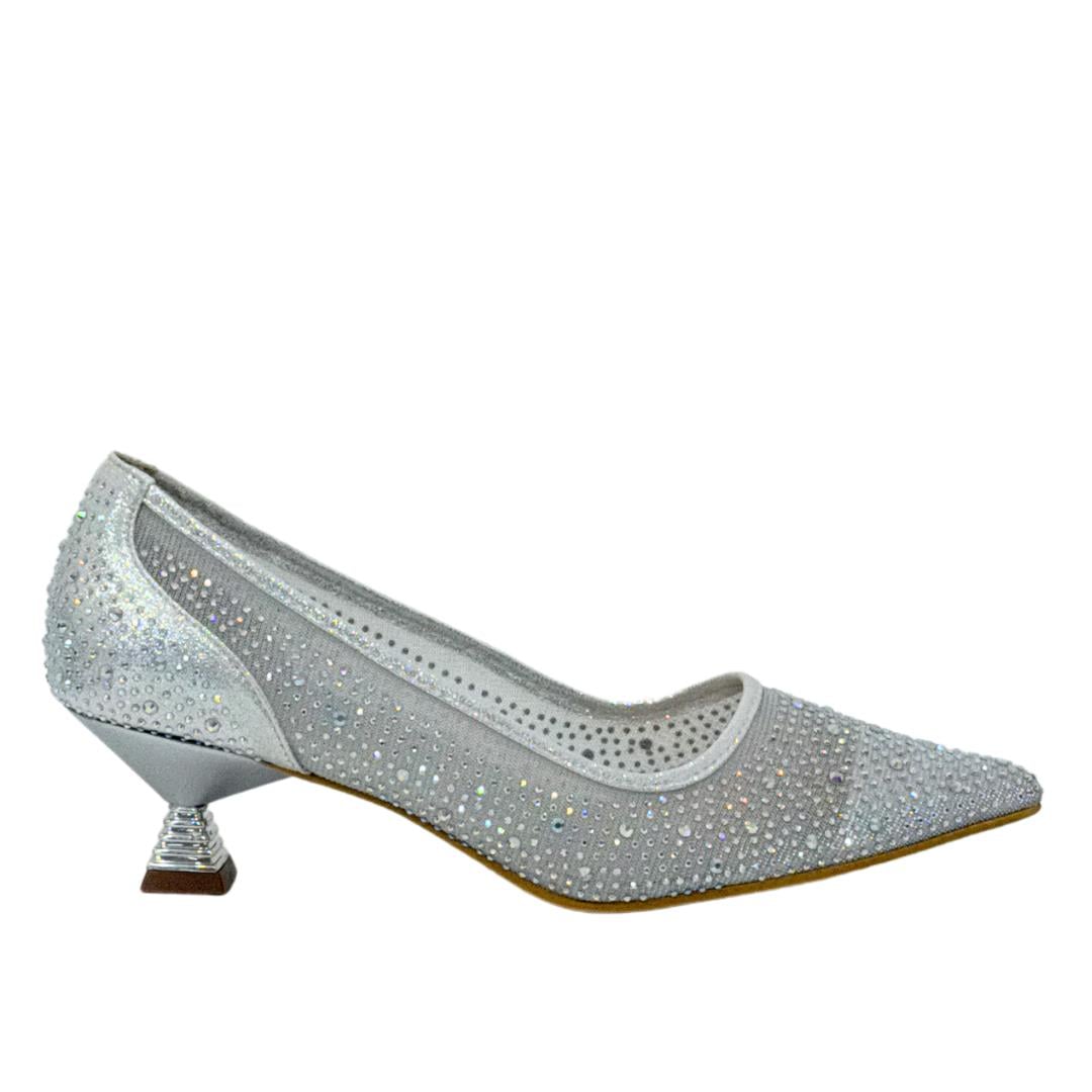 Full Taş İşlemeli Fındık Topuklu Stiletto