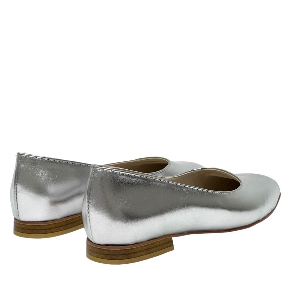 Gümüş 2 Cm Topuklu Rahat Babet