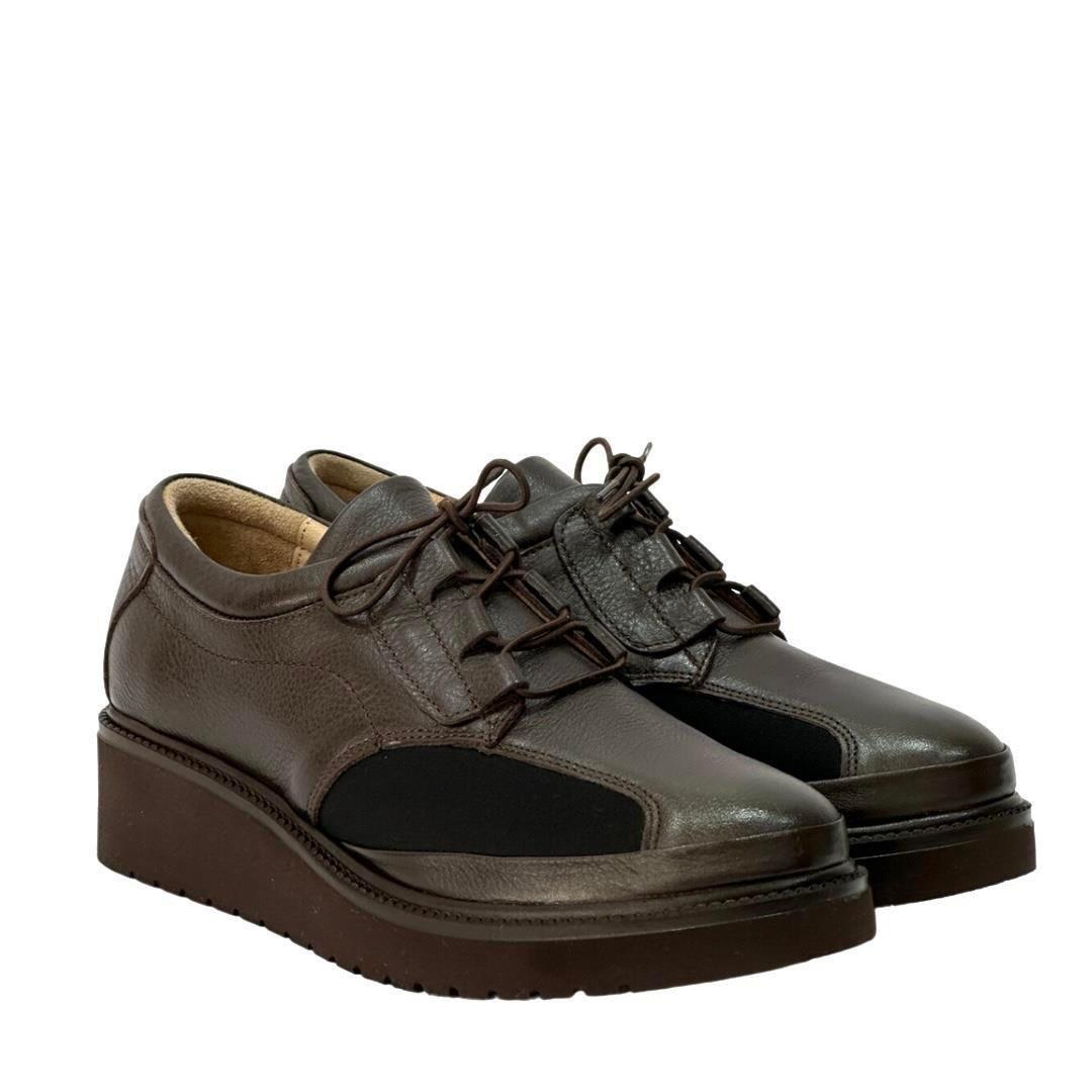 Hakiki Deri 4 Cm Dolgu Topuklu Özel Kemik Detaylı Bağçıklı Rahat Ayakkabı