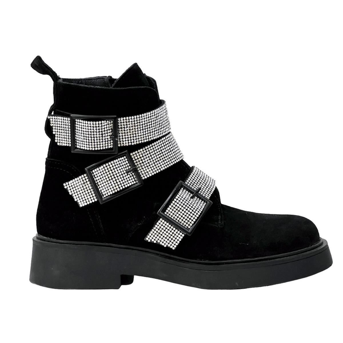 Hakiki Deri 4 Cm Tabanlı Taş Tokalı Bot