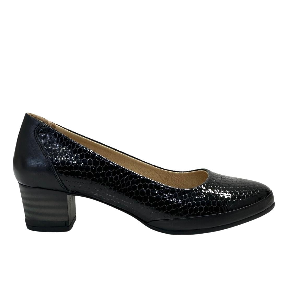 Hakiki Deri Petek Baskılı 5 Cm Topuklu Ortopediik Tabanlı Ayakkabı