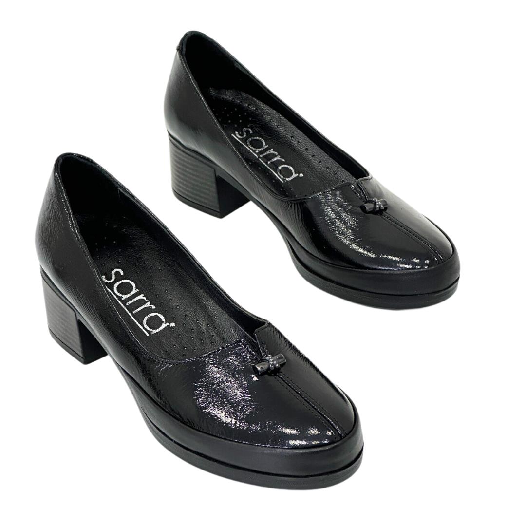 Hakiki Deri Rugan 5 Cm Topuklu Ortopediik Tabanlı Ayakkabı