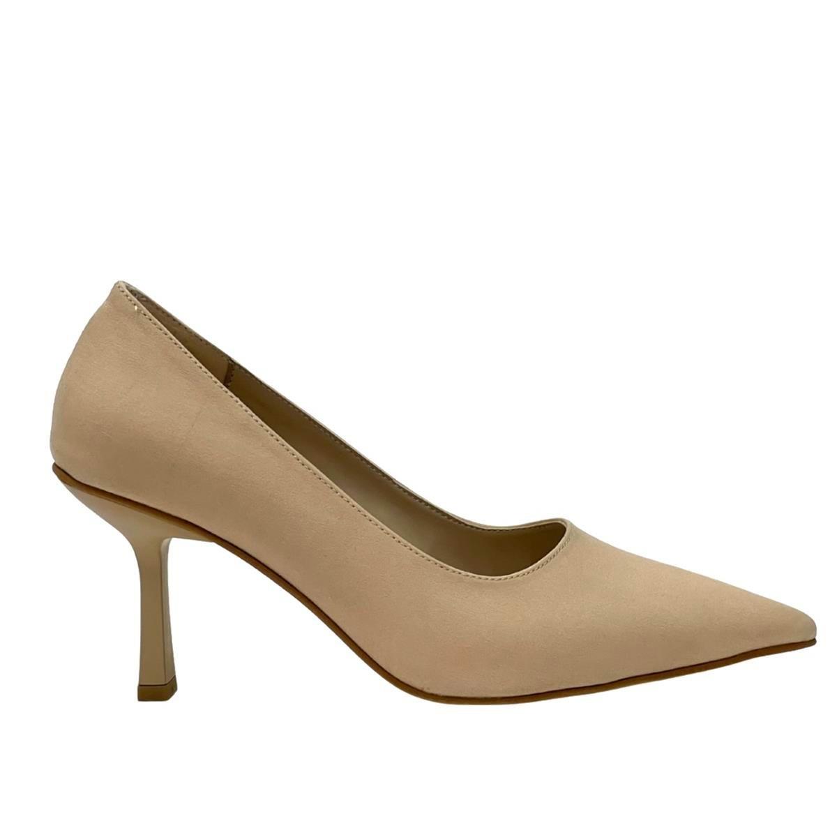 Krem Tekstil 8 Cm Topuklu Rahat Stiletto