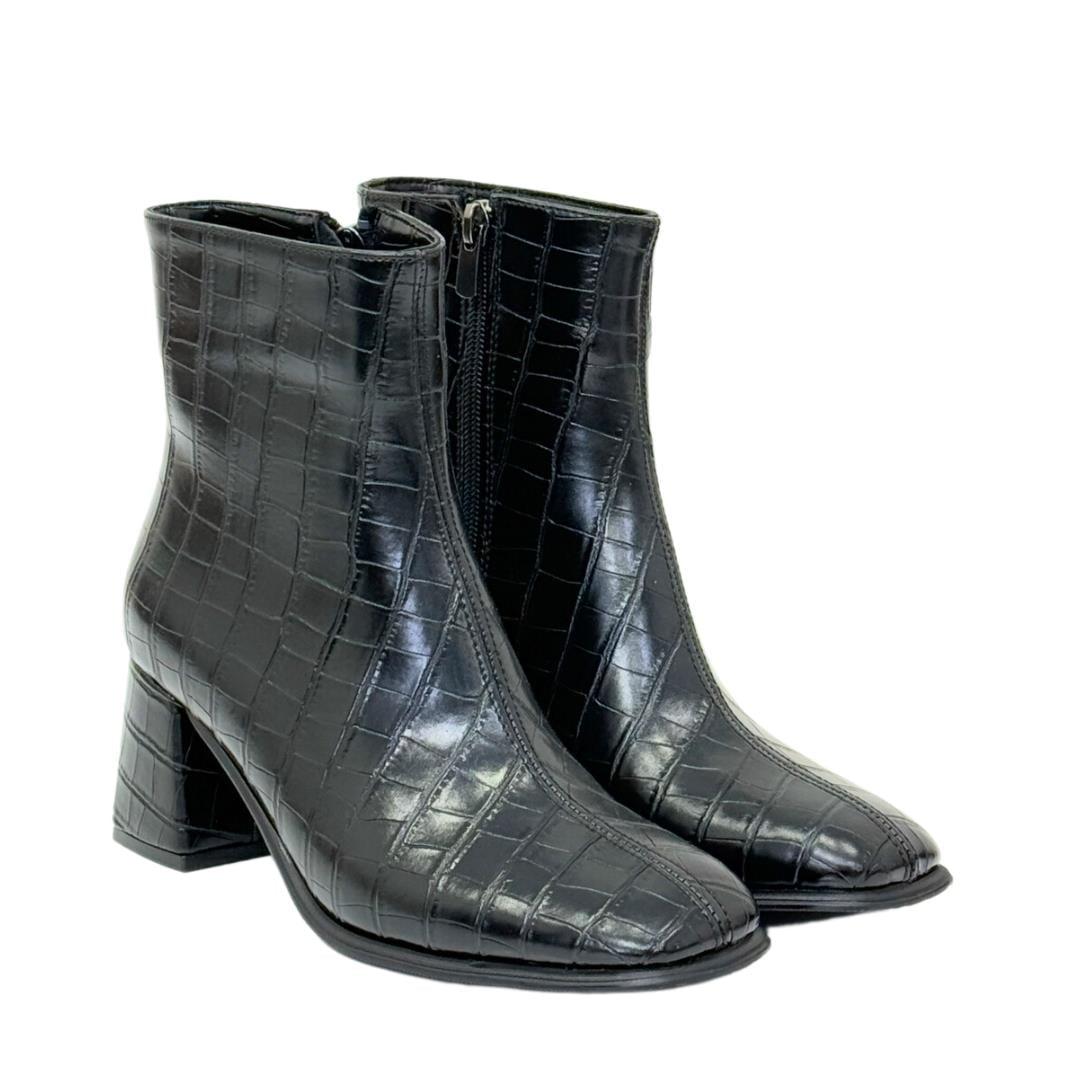 Krokodil Baskılı Kalın Topuklıu Bot