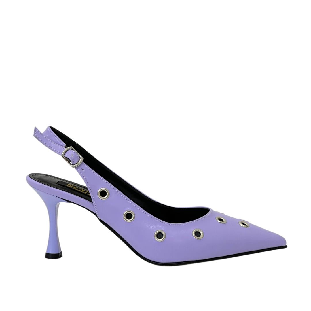 Kuş Gözü Tasarımlı Arkası Açık 8 Cm Rahat Topuklu Stiletto