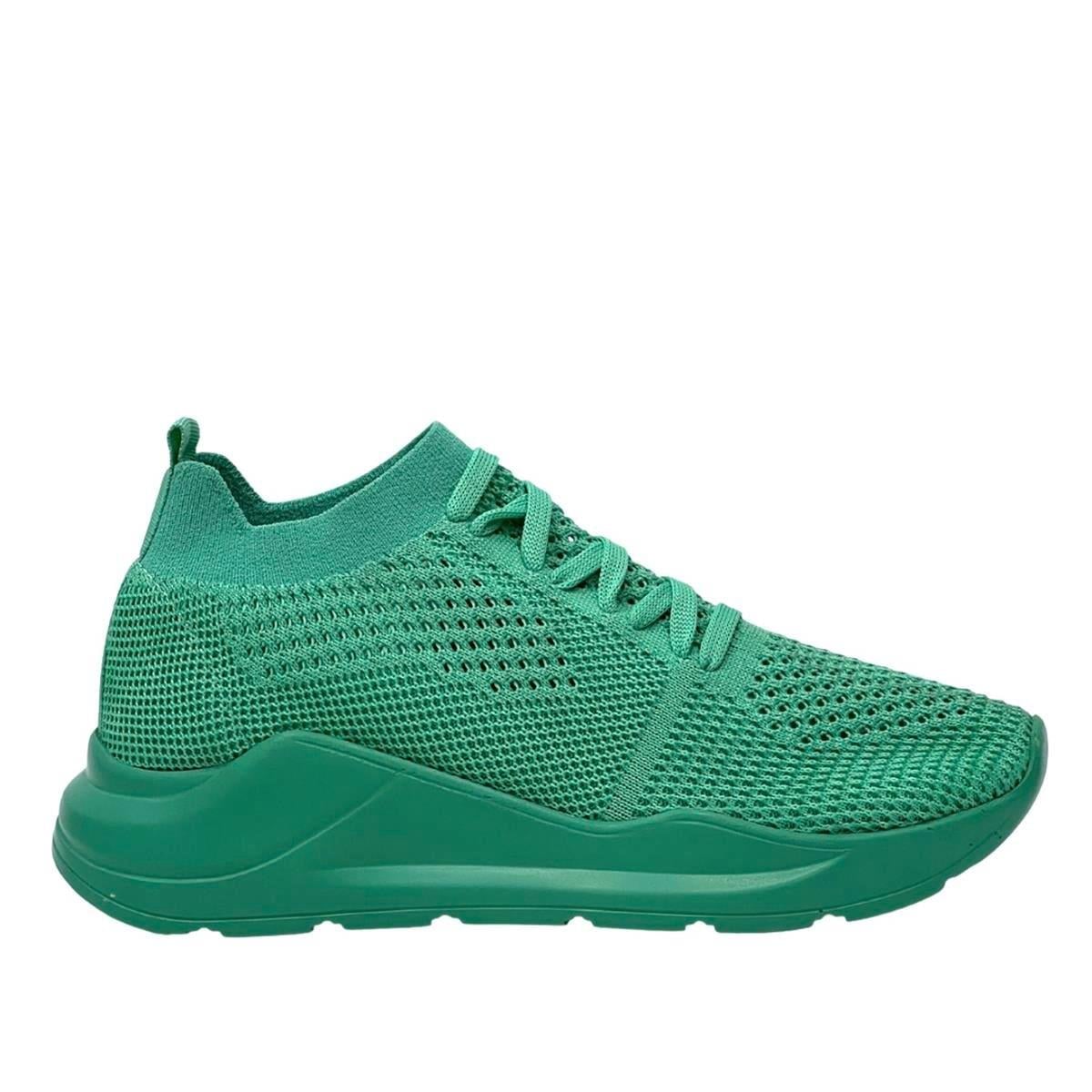 Mint Yeşili 4 Cm Tabanlı Triko Rahat Spor Ayakkabısı